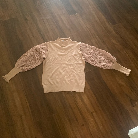 New Sioni Sequin Sleeve Sweater - Cream and Gold - Picture 2 of 8